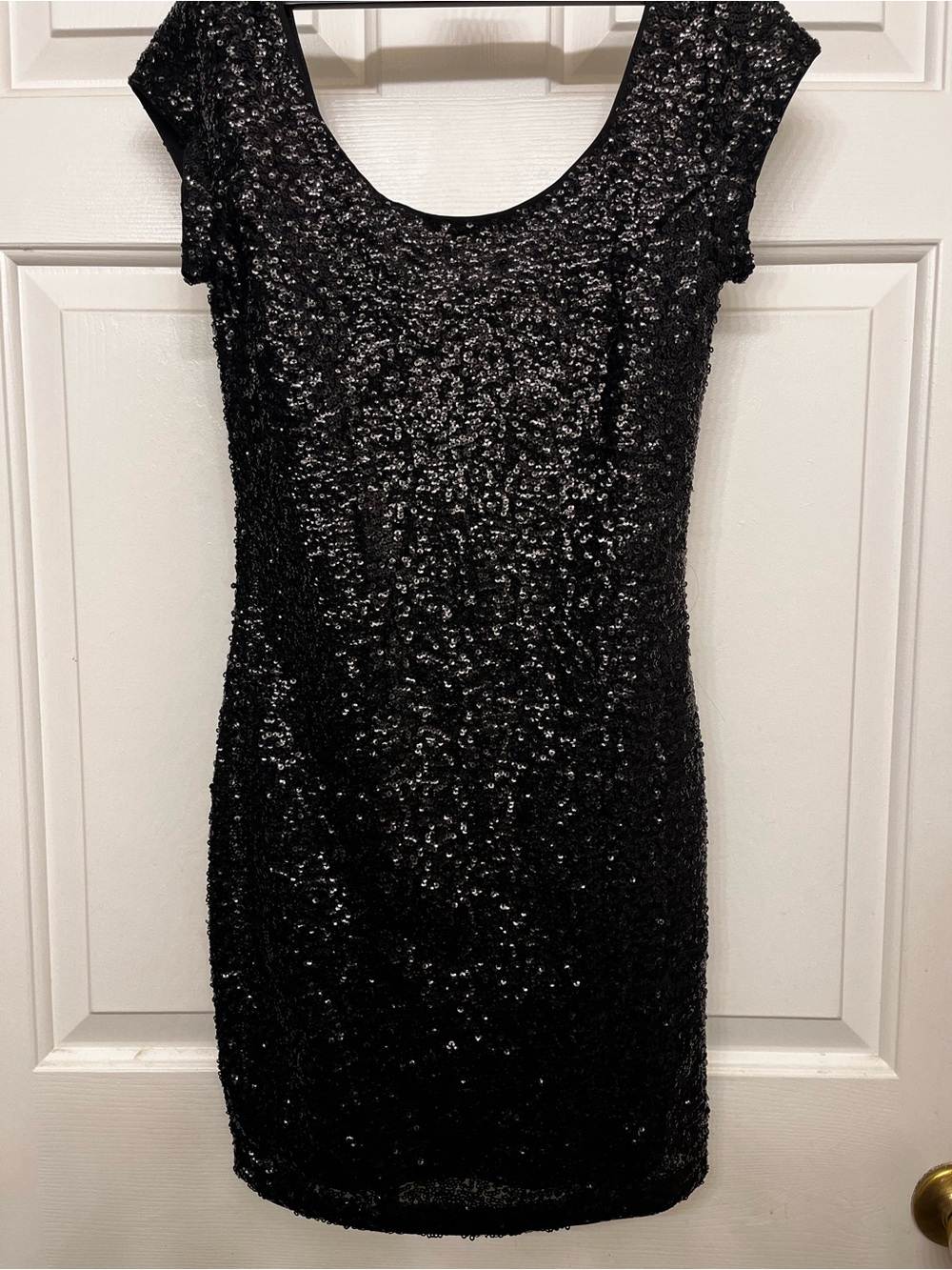H&M Black Sequin Scoop Neck Mini Dress